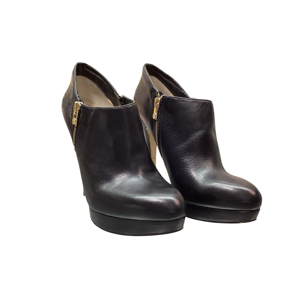 MICHAEL Michael Kors York Black Leather Stiletto Heel Ankle Booties Size 10M